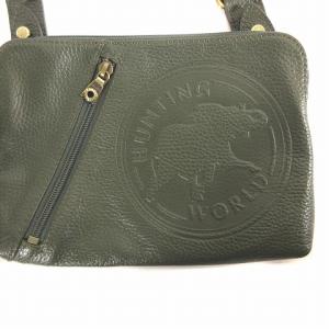 HUNTING WORLD ショルダーバッグ ポシェット レザー エンボス カーキ