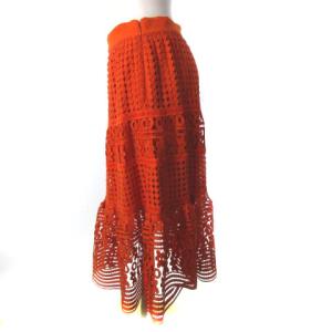 DIANE von FURSTENBERG スカート 膝丈 総レース 2 オレンジ ECR17