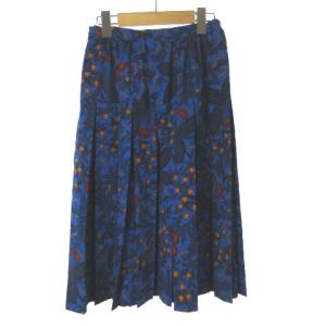 GIVENCHY ヴィンテージ スカート プリーツ ひざ丈 花柄 ウール ブルー 青 8 ECR17