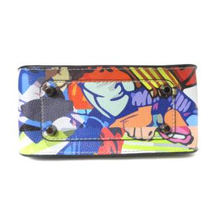 FURLA メトロポリス チェーン ショルダーバッグ クロスボディ コミックプリント フラップ バッグ シルバー金具 マルチカラー