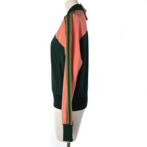 LACOSTE ボーダーテーピングテニスパフォーマンスジャケット トラックジャケット グリーン ピンク BF6982L ECR17