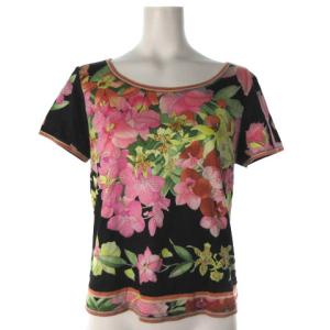FASHION ファッション Tシャツ カットソー 花柄 ブラック ピンク LL ECR17