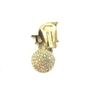 Christian Dior ヴィンテージ イヤリング アクセサリー ボール ラインストーン ゴールドカラー
