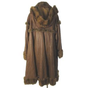 FENDI リバーシブル ミンクファーコート レザー シルク 42 茶