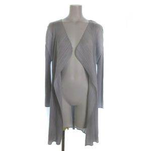 イッセイミヤケ プリーツ ロングカーディガン 長袖 ライトブルー 2 ECR17