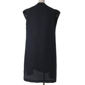 me ISSEY MIYAKE プリーツ ワンピース フレンチスリーブ 膝丈 紺 ネイビー ECR17