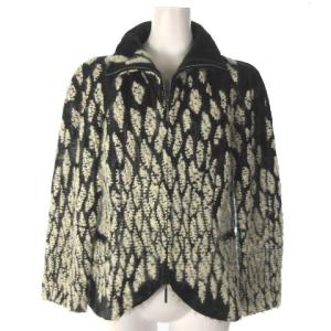 ツイード ニット ジャケット ジップアップ シルク使 ブラック ホワイト 42 ECR17