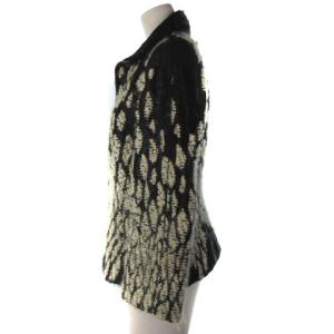 GIORGIO ARMANI ツイード ニット ジャケット ジップアップ シルク使 ブラック ホワイト 42 ECR17