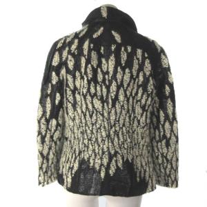 GIORGIO ARMANI ツイード ニット ジャケット ジップアップ シルク使 ブラック ホワイト 42 ECR17