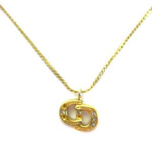 ヴィンテージ CDロゴ ラインストーン ネックレス ペンダント ゴールドカラー ECR17