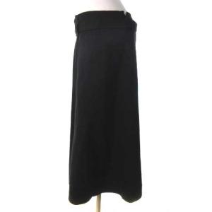 GIORGIO ARMANI スカート ひざ丈 ウール フレア ベルト付 チャコールグレー 44 ECR17