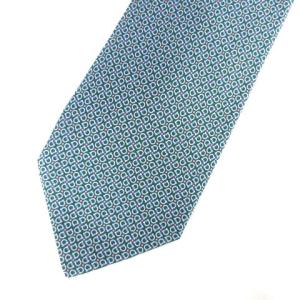 Salvatore Ferragamo タグ付き ネクタイ ガンチーニ 総柄 シルク100％ 0731487 グリーン ブルー ECR17