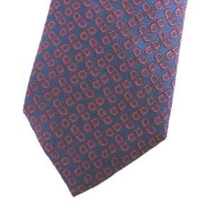 Salvatore Ferragamo タグ付き ネクタイ ガンチーニ 総柄 シルク100％ 0748818 ネイビー ボルドー ECR17
