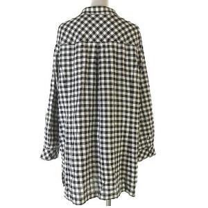 Leilian チュニック シャツ ブラウス ギンガムチェック 長袖 コットン 大きいサイズ 黒 ブラック 白 ホワイト 13 XL位
