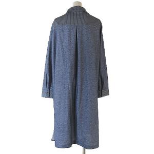 Leilian 近年モデル シャツワンピース ひざ丈 ボーダー 長袖 大きいサイズ 紺 ネイビー 13 XL位