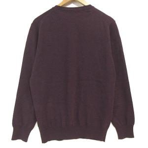 BURBERRY LONDON カーディガン ニット 長袖 Ｖネック ウール ロゴ刺繍 薄手 ボルドー M