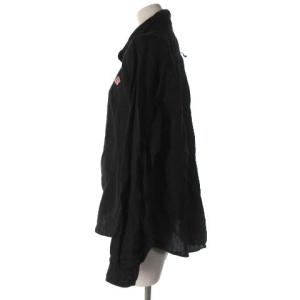 DANTON 22SS 麻 リネン プルオーバー シャツ 長袖 ブラック 黒 38 JD-3564 KLS