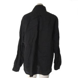 DANTON 22SS 麻 リネン プルオーバー シャツ 長袖 ブラック 黒 38 JD-3564 KLS