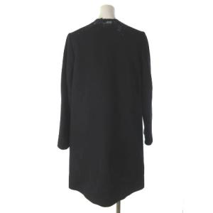franche lippée ノーカラー ロングコート エンブロイダリー 刺繍 ブラック 黒 M