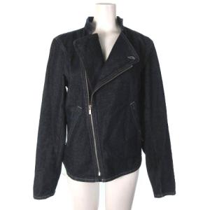 agnes b. 近年モデル デニムジャケット ジージャン ライダース ジップアップ バックプリント インディゴ 36 XH01KD45 H19