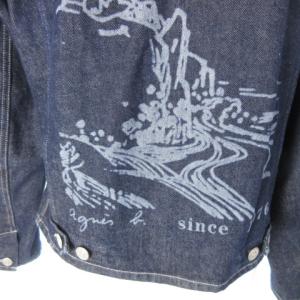 agnes b. 近年モデル デニムジャケット ジージャン ライダース ジップアップ バックプリント インディゴ 36 XH01KD45 H19
