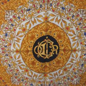 Christian Dior スカーフ 大判 85 ゴールド ブラック AA