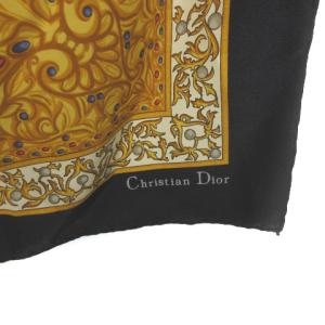 Christian Dior スカーフ 大判 85 ゴールド ブラック AA