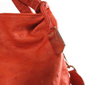 FURLA オーストリッチ型押し ショルダーバッグ ハンドバッグ 2WAY オレンジ