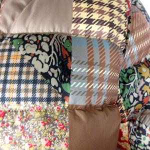 POLO RALPH LAUREN パッチワーク ダウンフィルド ダウンジャケット 花柄 チェック 2WAY ベージュ XS