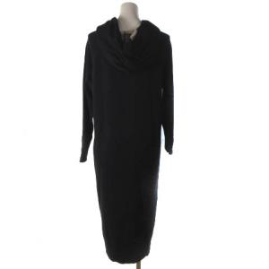 BLUE LABEL CRESTBRIDGE ニットワンピース ロング フーデッド 長袖 クレストブリッジ 黒 ブラック 38