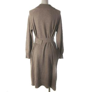 BLUE LABEL CRESTBRIDGE ニットワンピース ひざ丈 ウエストマーク スリット ベージュ 36