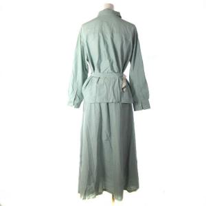 BLUE LABEL CRESTBRIDGE セットアップ 長袖 シャツ ロングスカート ウエストマーク ベルト 38 グリーン 緑