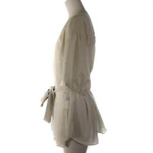 BLUE LABEL CRESTBRIDGE ブラウス カットソー 5分袖 ウエストマーク クレストブリッジチェック 白 ホワイト 38