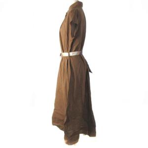 BLUE LABEL CRESTBRIDGE ロングワンピース フレンチスリーブ バックプリーツ クレストブリッジチェック ブラウン 茶 36