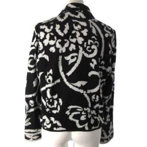 LEONARD FASHION ニットジャケット 花柄 シングル 2B L ブラック