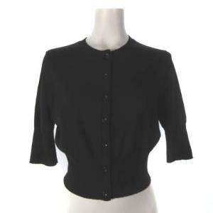カーディガン 半袖 ウール クロップド 半袖 ブラック 黒 S