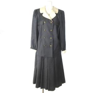 セットアップ スカート スーツ チェック シャツジャケット スカート 金釦 チャコールグレー 13プラス 大きいサイズ