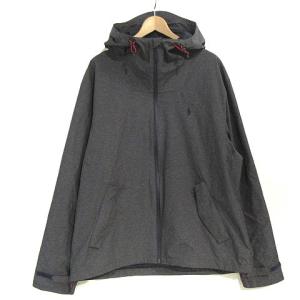 ソフトシェルジャケット フーディー ナイロン ジップアップ ロゴ刺繍 グレー L SM0