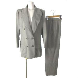 パンツ スーツ セットアップ ダブル 背抜き グレー 42