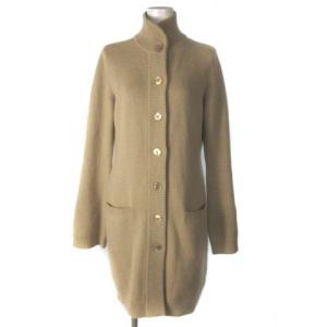 ロングカーディガン ウール シルク 長袖 ベージュ M