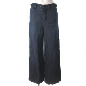 麻 リネン ワイドパンツ デニム風 2 インディゴ