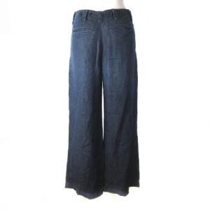 MARGARET HOWELL 麻 リネン ワイドパンツ デニム風 2 インディゴ