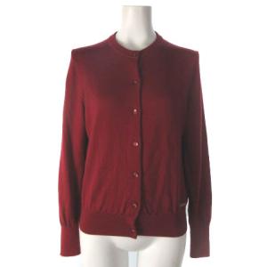 22AW ウォッシャブルウールカーディガン ワンポイント 長袖 ボルドー 38 55N03-836-16