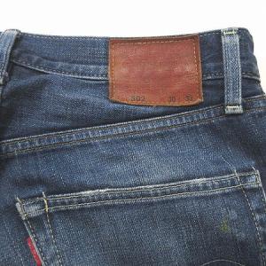 Levi's 502 デニムパンツ ペイント ダメージ加工 セルビッチ 赤耳 W30 ブルー