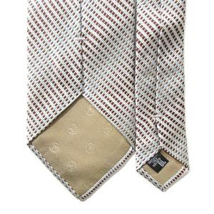 GIORGIO ARMANI タグ付き ネクタイ ワイドタイ アーガイルチェック シルク100％ 水色 茶 SM0