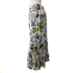 GRACE CONTINENTAL 22SS バティックプリントマーメイドスカート ロングスカート 花柄 オフホワイト ブルー 36