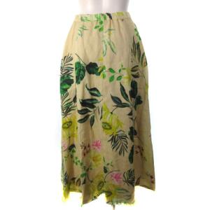 Grace Class 20SS リボン ボタニカル スカート ロングスカート 麻 リネン 花柄 アイボリー 36