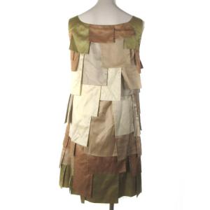 SYBILLA ワンピース ひざ丈 ノースリーブ 配色 ティアード ベージュ ブラウン M