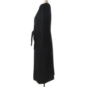 ANAYI 近年モデル ワンピース ひざ丈 長袖 リボン ギャザー ダークネイビー 紺 36