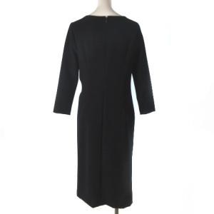 ANAYI 近年モデル ワンピース ひざ丈 長袖 リボン ギャザー ダークネイビー 紺 36